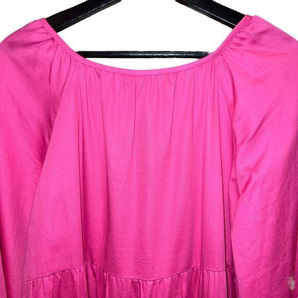 Trina Turk Cassia Tiered Midi Dress Size M Playa Pink Balloon Puff Sleeve‎ - Picture 7 of 10